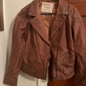 leather like jacket, brown